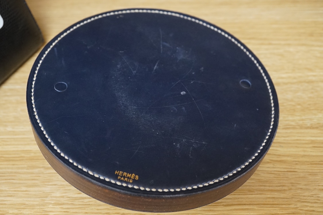 A Hermes brass and leather ‘porthole’ dish, 19.5cm